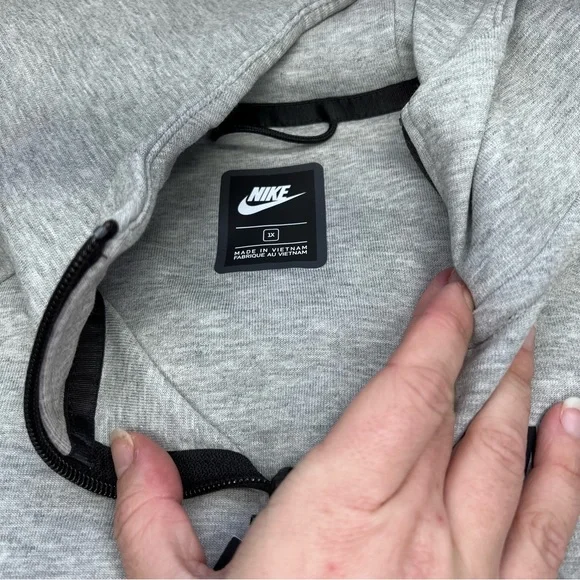 Nike Tech Fleece Hoodie Heather Grey Black Zip Up Sweatshirt Plus - Picture 5 of 8